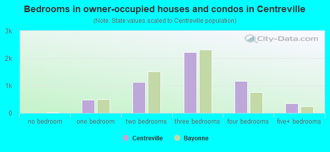 Bedrooms in owner-occupied houses and condos in Centreville