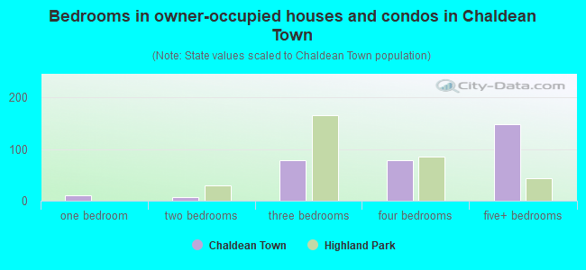 Bedrooms in owner-occupied houses and condos in Chaldean Town