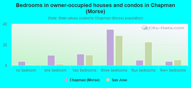 Bedrooms in owner-occupied houses and condos in Chapman (Morse)