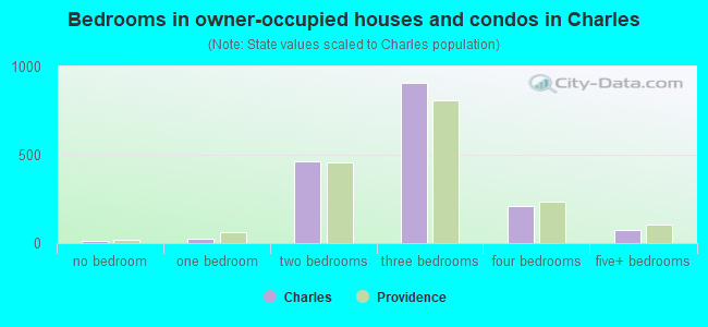 Bedrooms in owner-occupied houses and condos in Charles