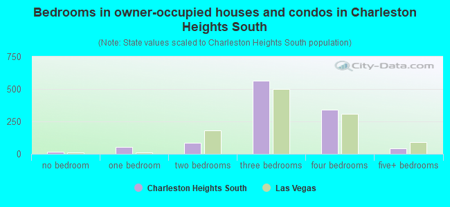 Bedrooms in owner-occupied houses and condos in Charleston Heights South