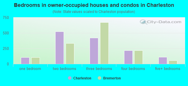 Bedrooms in owner-occupied houses and condos in Charleston