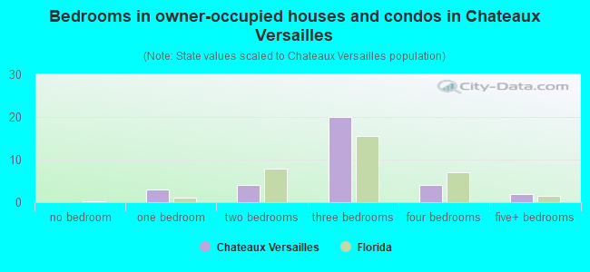 Bedrooms in owner-occupied houses and condos in Chateaux Versailles