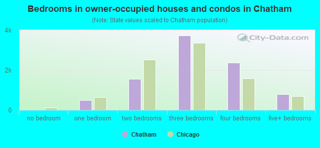 Bedrooms in owner-occupied houses and condos in Chatham