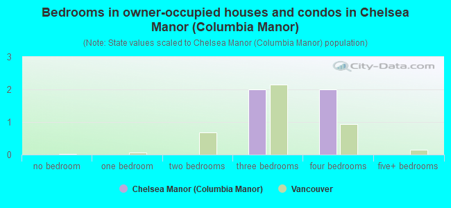 Bedrooms in owner-occupied houses and condos in Chelsea Manor (Columbia Manor)