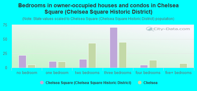 Bedrooms in owner-occupied houses and condos in Chelsea Square (Chelsea Square Historic District)