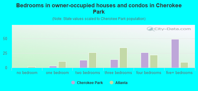 Bedrooms in owner-occupied houses and condos in Cherokee Park