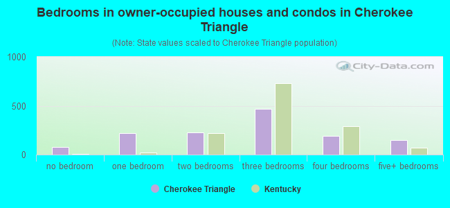 Bedrooms in owner-occupied houses and condos in Cherokee Triangle