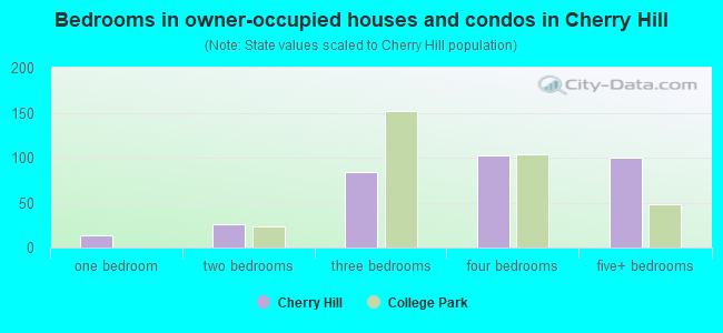 Bedrooms in owner-occupied houses and condos in Cherry Hill