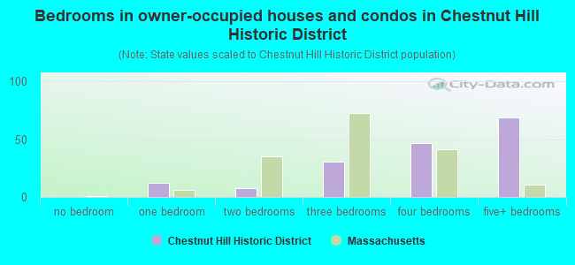 Bedrooms in owner-occupied houses and condos in Chestnut Hill Historic District