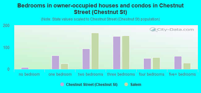 Bedrooms in owner-occupied houses and condos in Chestnut Street (Chestnut St)