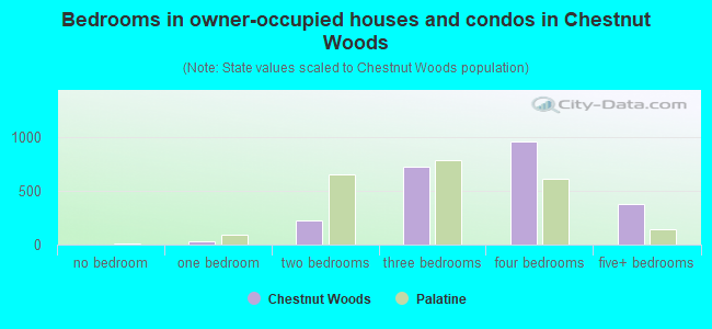 Bedrooms in owner-occupied houses and condos in Chestnut Woods