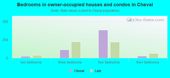 Bedrooms in owner-occupied houses and condos in Cheval