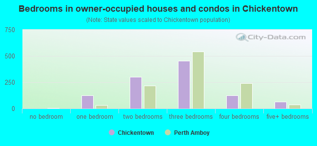 Bedrooms in owner-occupied houses and condos in Chickentown
