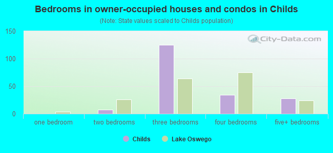 Bedrooms in owner-occupied houses and condos in Childs