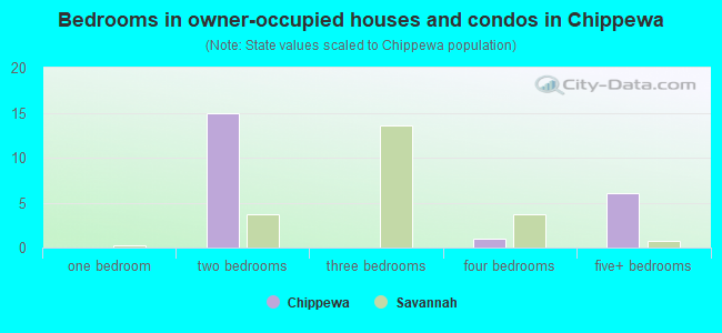 Bedrooms in owner-occupied houses and condos in Chippewa