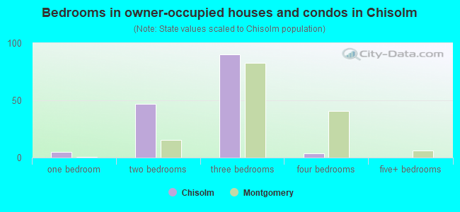 Bedrooms in owner-occupied houses and condos in Chisolm