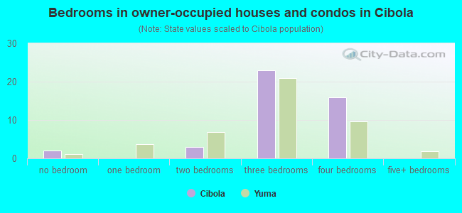 Bedrooms in owner-occupied houses and condos in Cibola