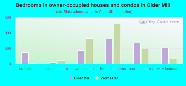 Bedrooms in owner-occupied houses and condos in Cider Mill