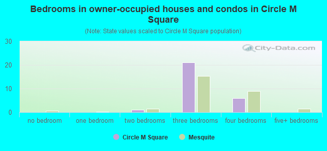Bedrooms in owner-occupied houses and condos in Circle M Square