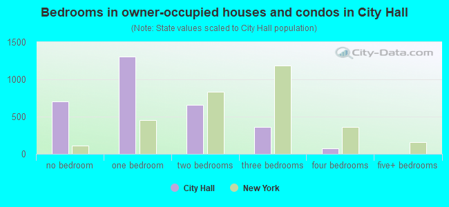 Bedrooms in owner-occupied houses and condos in City Hall