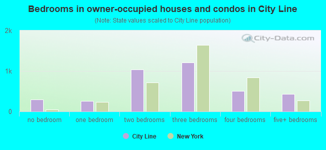 Bedrooms in owner-occupied houses and condos in City Line