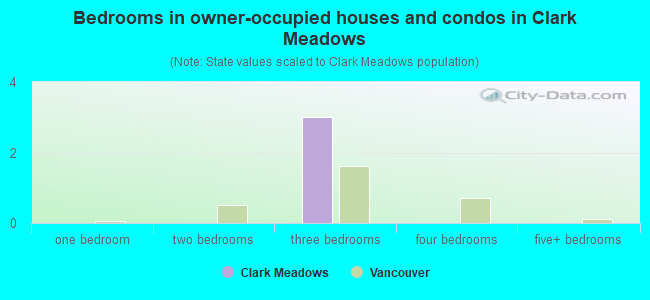 Bedrooms in owner-occupied houses and condos in Clark Meadows