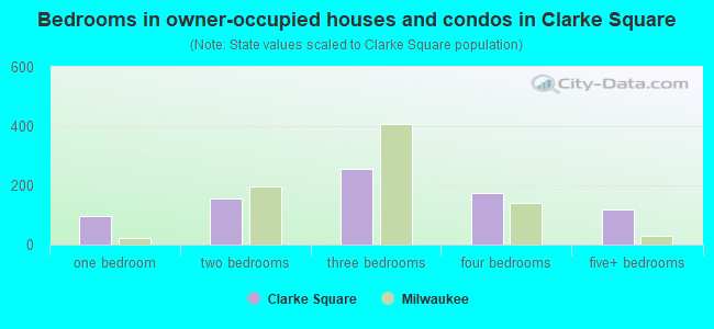Bedrooms in owner-occupied houses and condos in Clarke Square