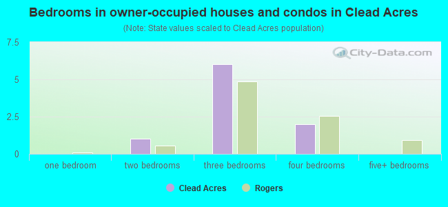 Bedrooms in owner-occupied houses and condos in Clead Acres