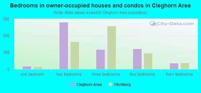 Bedrooms in owner-occupied houses and condos in Cleghorn Area