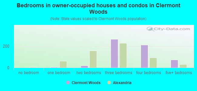 Bedrooms in owner-occupied houses and condos in Clermont Woods