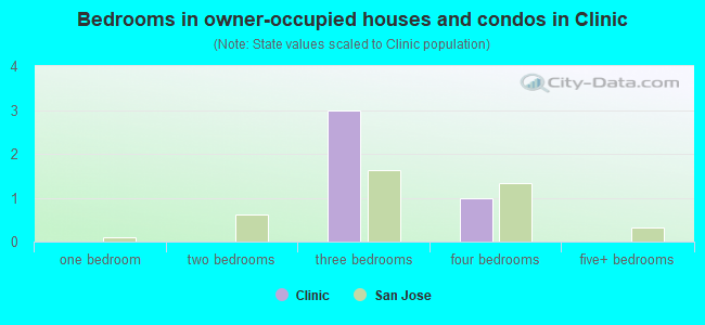 Bedrooms in owner-occupied houses and condos in Clinic