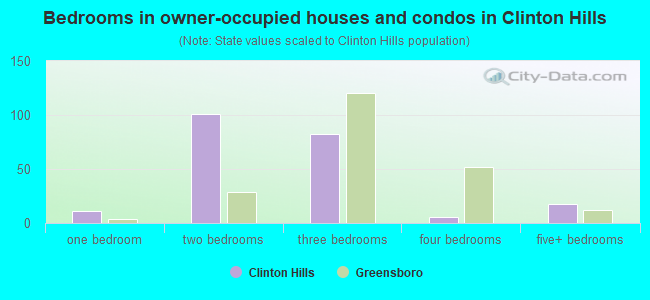 Bedrooms in owner-occupied houses and condos in Clinton Hills