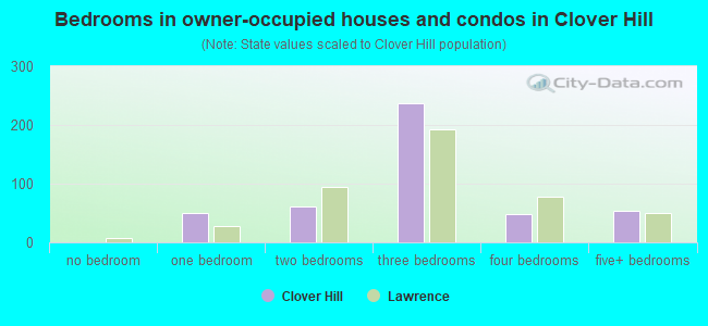 Bedrooms in owner-occupied houses and condos in Clover Hill