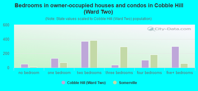Bedrooms in owner-occupied houses and condos in Cobble Hill (Ward Two)