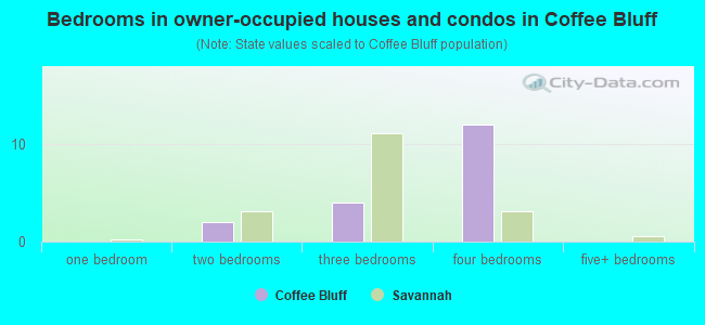 Bedrooms in owner-occupied houses and condos in Coffee Bluff