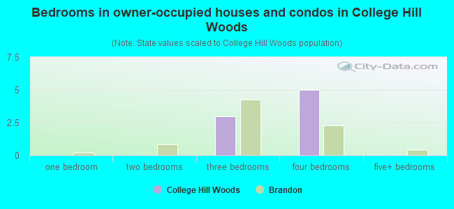 Bedrooms in owner-occupied houses and condos in College Hill Woods