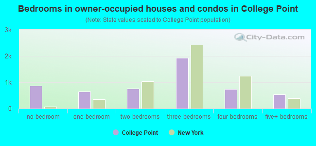 Bedrooms in owner-occupied houses and condos in College Point