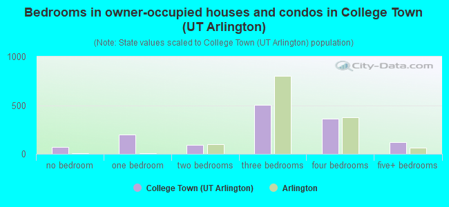 Bedrooms in owner-occupied houses and condos in College Town (UT Arlington)