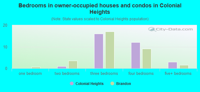 Bedrooms in owner-occupied houses and condos in Colonial Heights