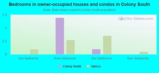 Bedrooms in owner-occupied houses and condos in Colony South