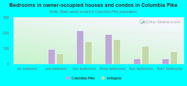 Bedrooms in owner-occupied houses and condos in Columbia Pike