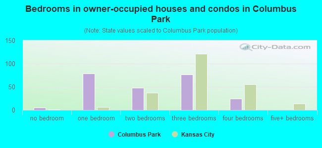 Bedrooms in owner-occupied houses and condos in Columbus Park