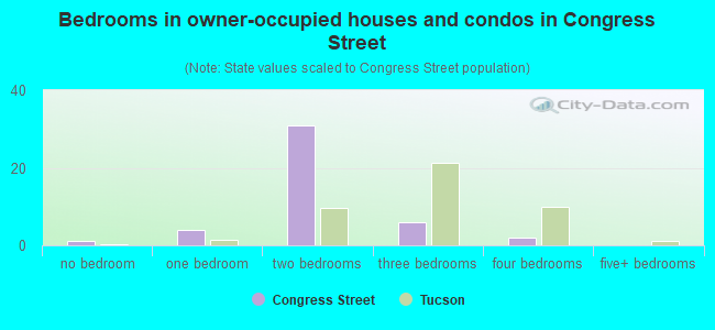 Bedrooms in owner-occupied houses and condos in Congress Street