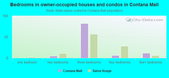 Bedrooms in owner-occupied houses and condos in Contana Mall
