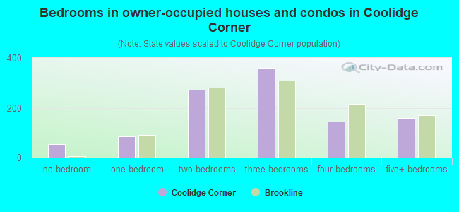 Bedrooms in owner-occupied houses and condos in Coolidge Corner