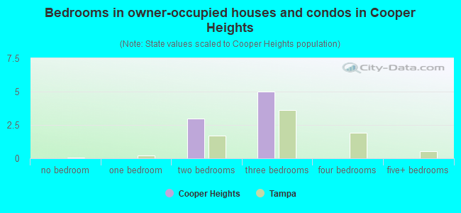 Bedrooms in owner-occupied houses and condos in Cooper Heights