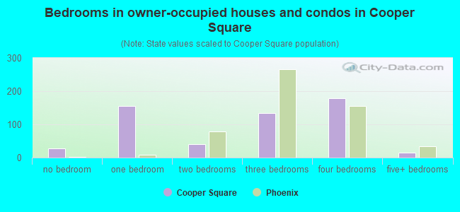 Bedrooms in owner-occupied houses and condos in Cooper Square