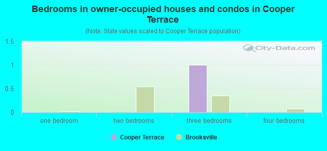 Bedrooms in owner-occupied houses and condos in Cooper Terrace