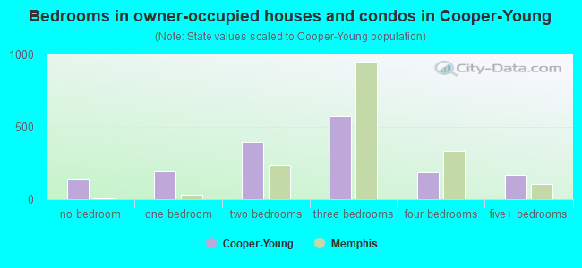 Bedrooms in owner-occupied houses and condos in Cooper-Young